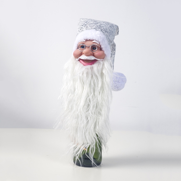 

2 PCS Christmas Silicone Santa Claus Head Red Wine Set Bottle Ornament Christmas Tree Top Star( Silver )