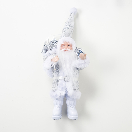 

2 PCS Christmas Mini Santa Claus Doll Accessories Scene Decoration(Silver )