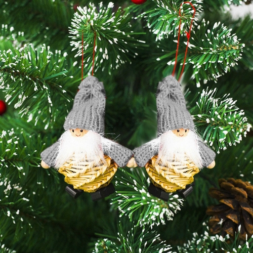 

2 PCS Christmas Creative Mini Straw Doll Accessories Scene Decoration(Grey)