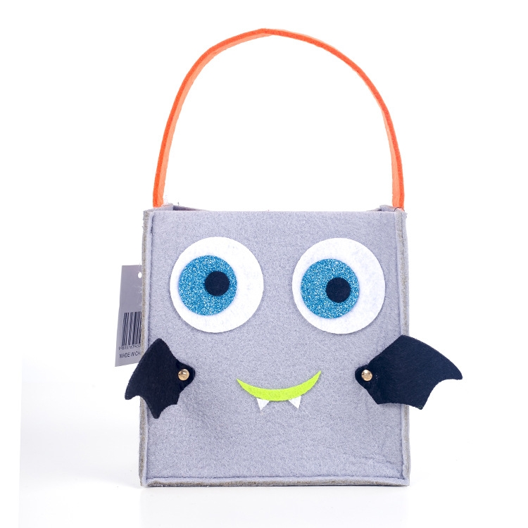 

2 PCS Halloween Cloth Felt Square Cartoon Gift Storage Bag Shopping Basket(Grey)
