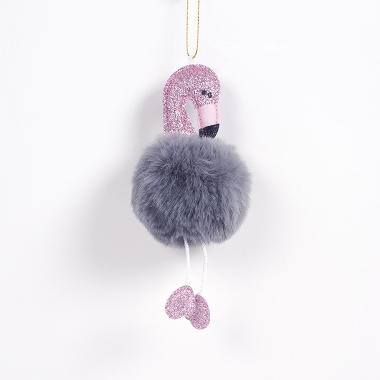 

2 PCS Cute Plush Flamingo Home Decoration Key Ring Pendant Doll(Grey Flamingo )