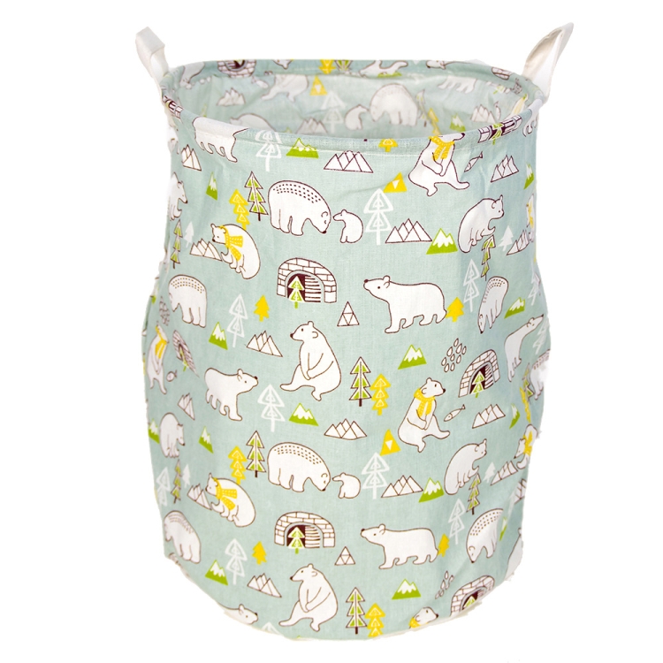 

2 PCS Home Dirty Clothes Sundries Storage Box Bag Creative Print Storage Bucket(Christmas Tree White Bear Cyan )