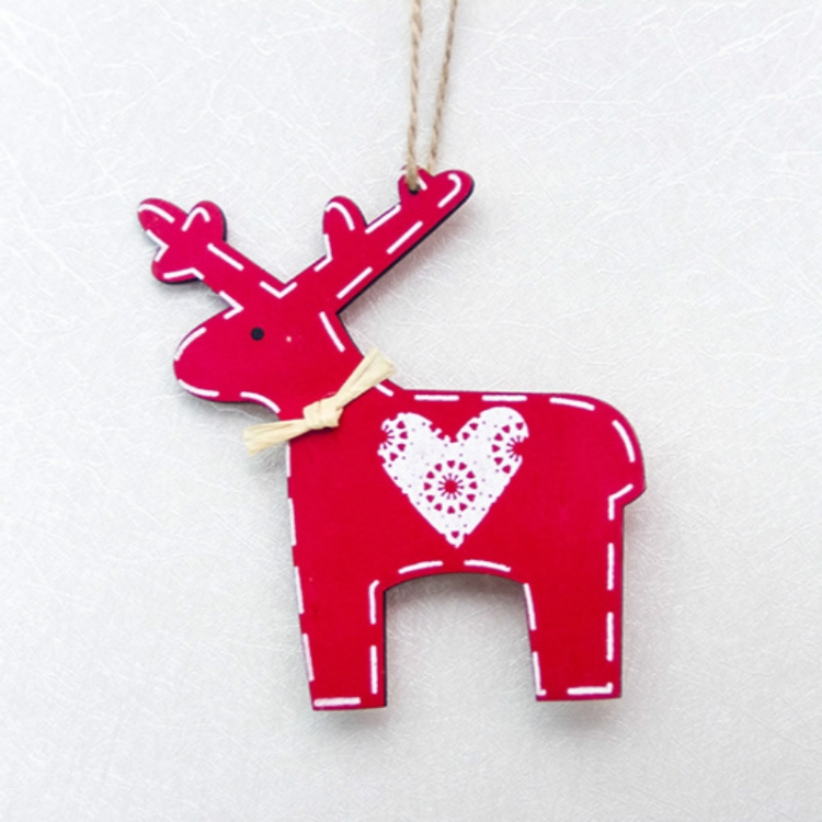 

2 PCS Christmas Decoration Wood Elk Christmas Tree Pendant Creative Painting Love Deer Pendant, Specification: White