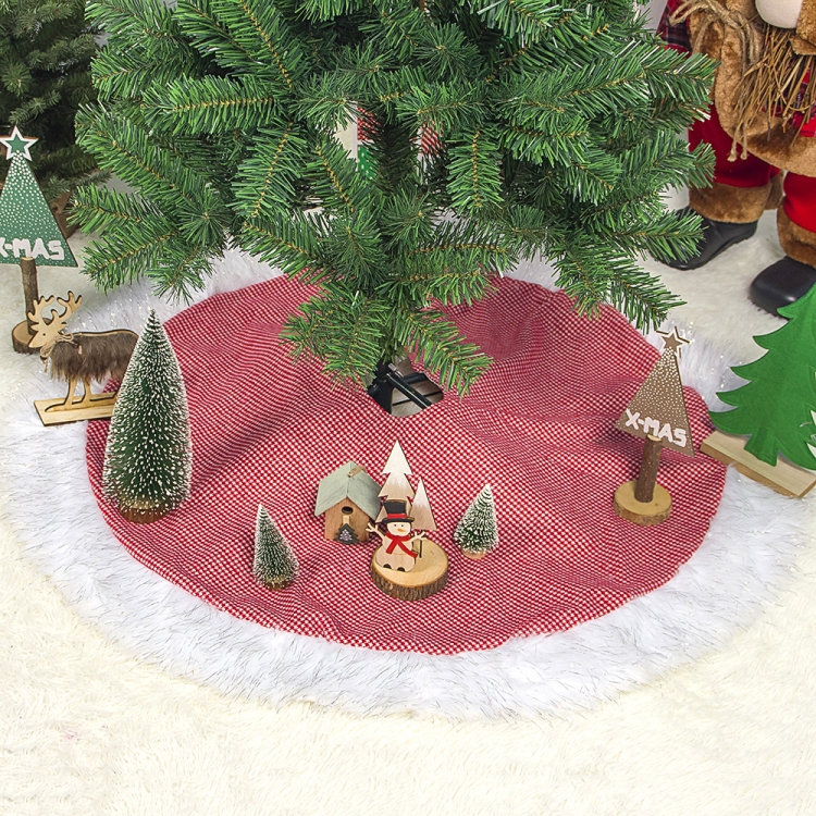 

2 PCS Plaid Fabric Plush White Side Christmas Tree Bottom Decorative Tree Skirt, Size:100CM