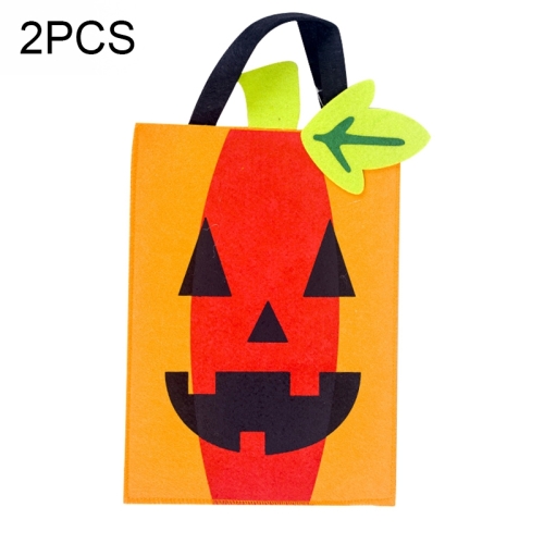 

2 PCS Halloween Decoration Fabric Felt Portable Storage Bag Children Trick or Treat Sugar Candy Bag, Size: A Section of Yellow Pumpkin