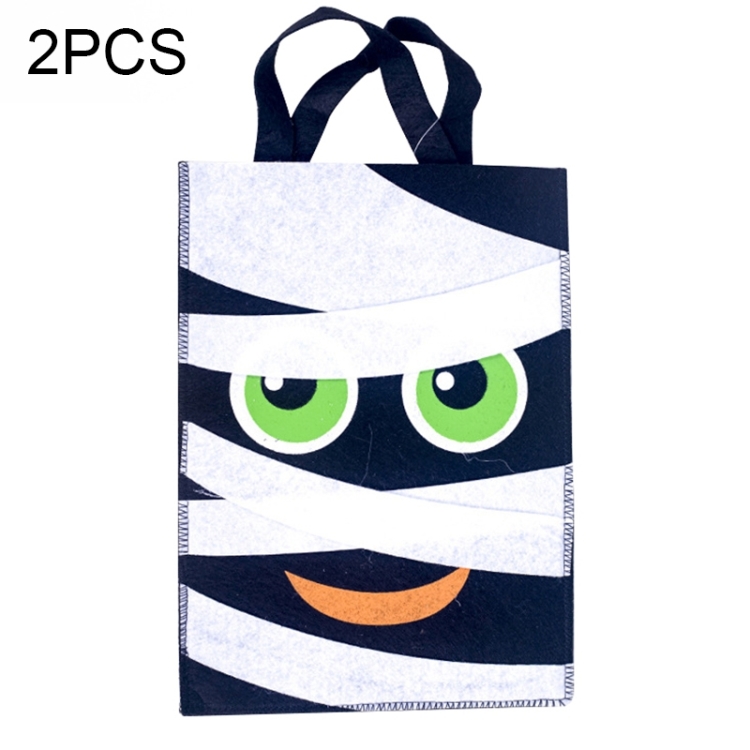

2 PCS Halloween Decoration Fabric Felt Portable Storage Bag Children Trick or Treat Sugar Candy Bag, Size: B Section Black and White Bandage