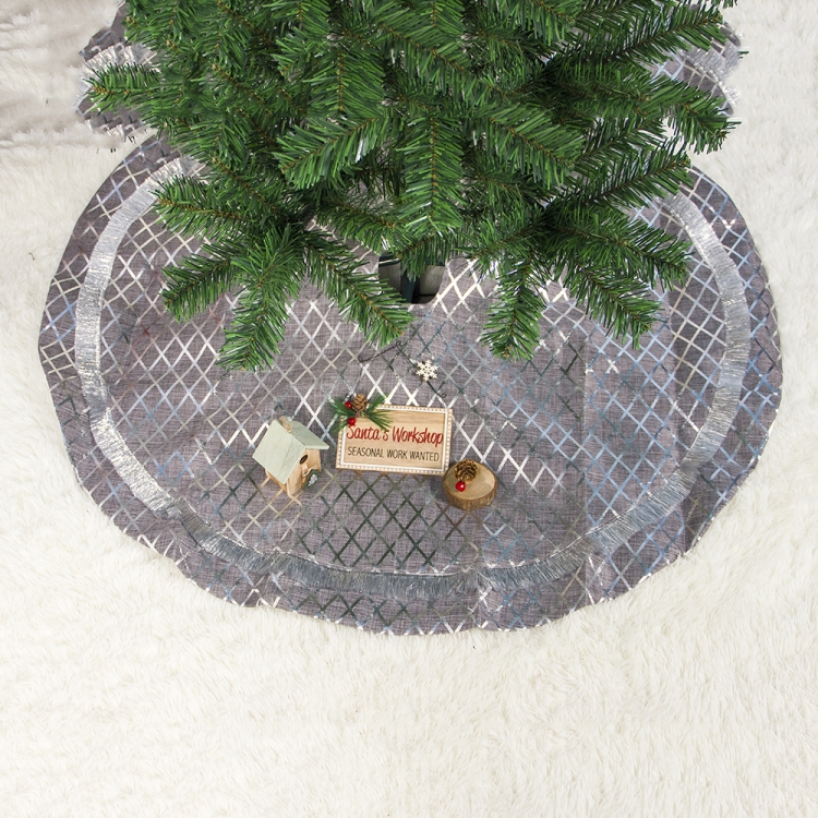

2 PCS Christmas Silver Plaid Christmas Tree Bottom Decoration Tree Skirt, Size:90x90cm(Lattice)