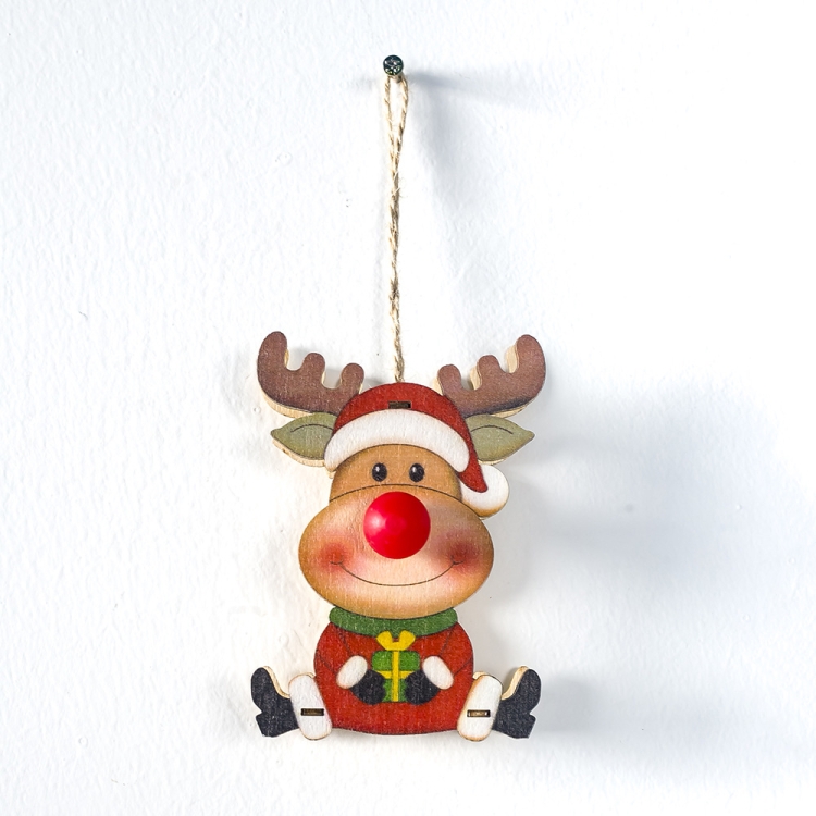 

2 PCS Christmas Red Nose Shiny Pendant Christmas Tree Decoration(Elk )
