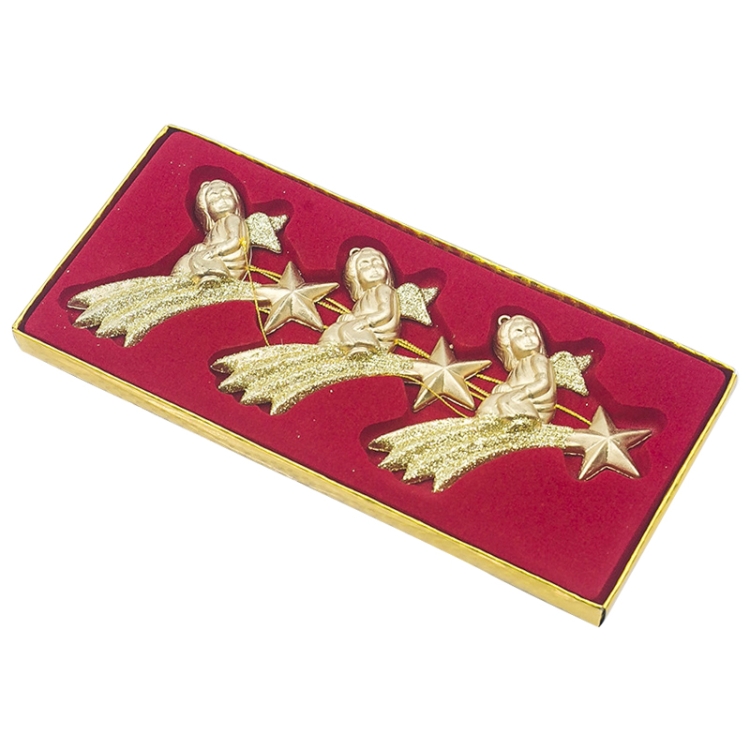 

2 PCS ChristmasGold Powder Acrylic Angel Pendant Ornament, Specification: Three Angels