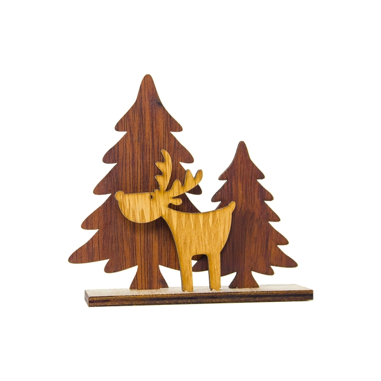 

2 PCS Christmas Decoration Wood Christmas Tree Elk Splicing Ornaments Mini Christmas Small Ornaments, Specification: Small
