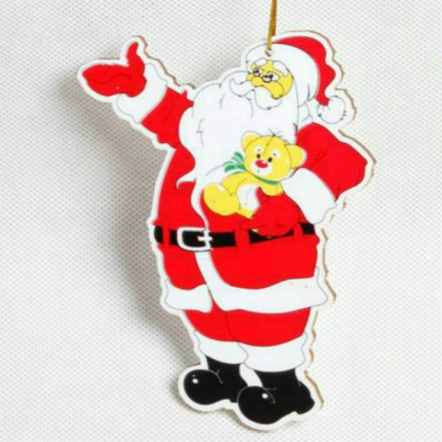 

2 PCS Paper Cartoon Christmas Santa Claus Snowman Christmas Tree Pendant(Hug Cat Santa Claus )