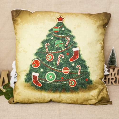 

2 PCS Christmas Office Bedroom Cartoon Fabric Print Pillowcase Without Pillow(Christmas Tree )