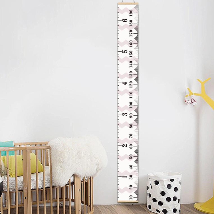 

Wooden Wall Hanging Kids Growth Chart Height Measure Ruler Wall Sticker for Kids Room Home Decoration(Pink Wave)