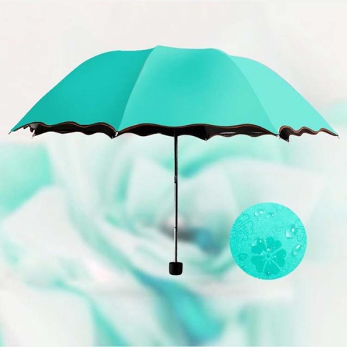 

2PCS Ladies Folding Three-fold All-weather umbrella, Size:95cm In Diameter(Light green)