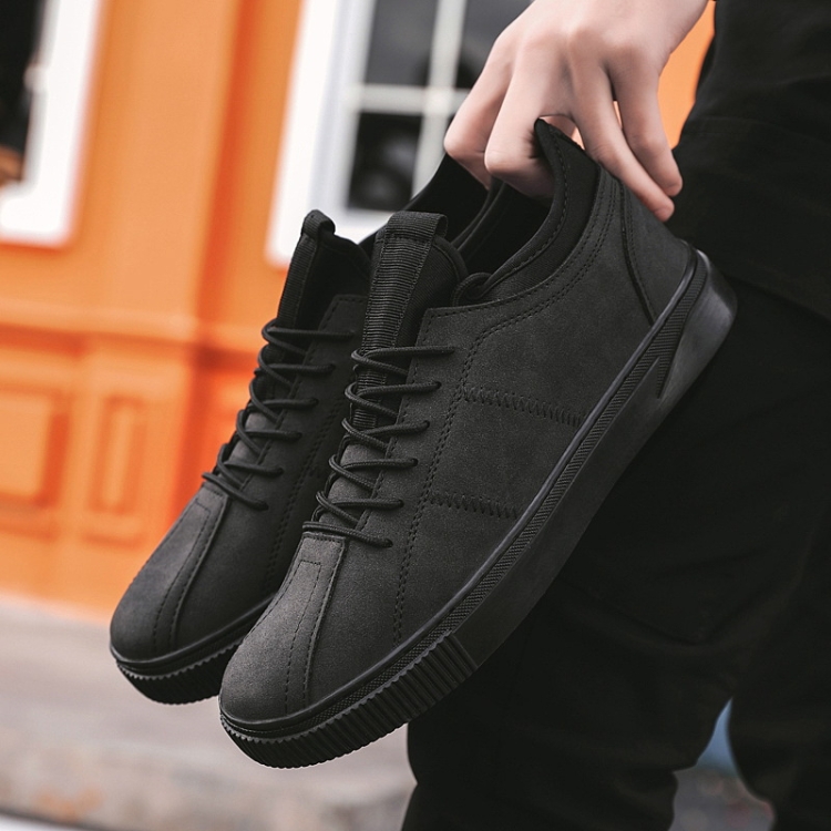 

Summer Breathable Lacing Men British Style Casual Shoes, Shoe Size:41(Black)