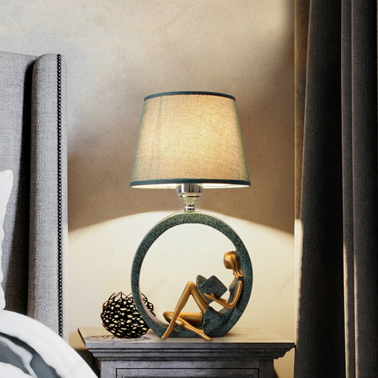 

Modern Bedside Reading Statue Base Lamp Home Decoration, Light color:Remote Control Switch Dimming Bulb