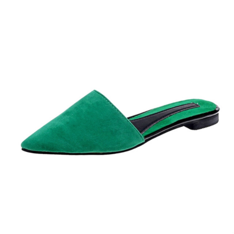

Pointed Head Toe Casual Flat Bottom Half Slippers, Size:37(Green)