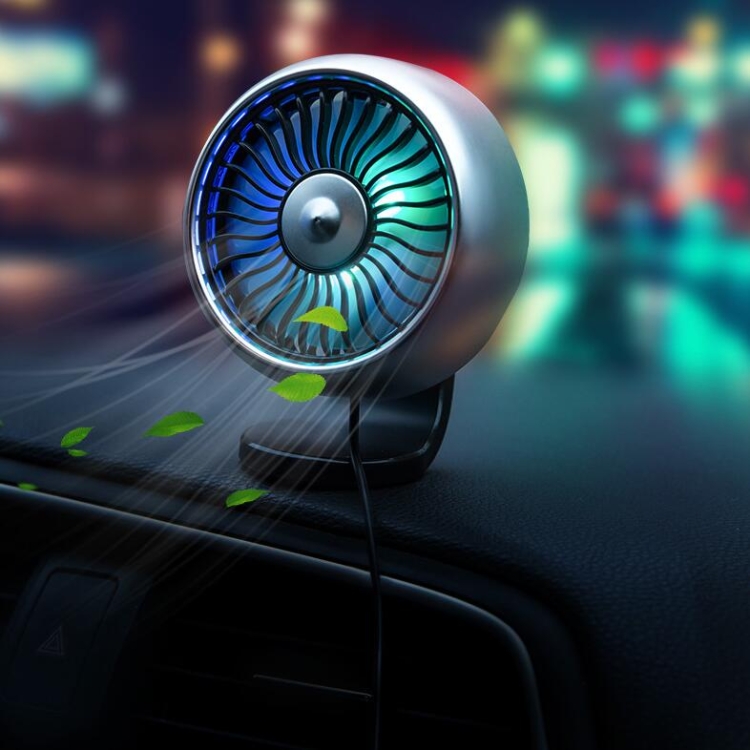 

Automobile Multi-function Electric Fan Car Air Outlet USB Interface Mini Fan(Silver)