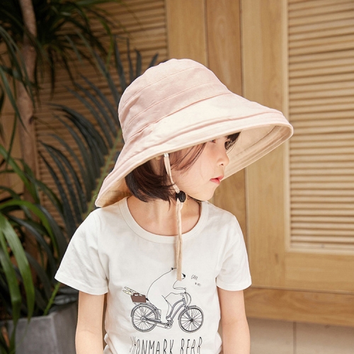 

Pink Cotton Double-sided Wearable Big Eaves Sun-proof Fisherman Hat, Specification:Children's Models 50-54cm