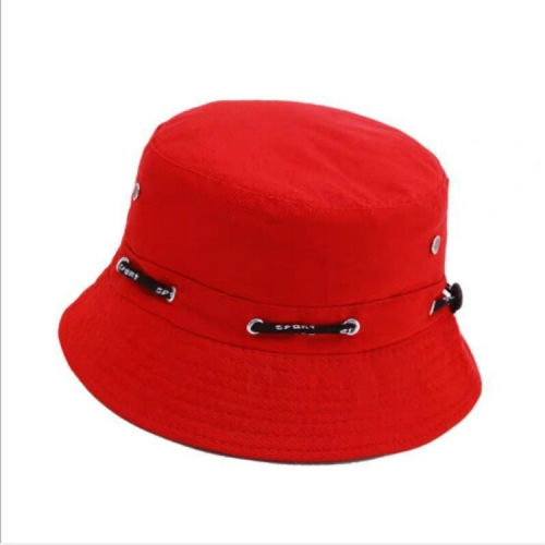 

2 PCS Fashionable Adjustable Cotton Bucket Cap Shade Fisherman Hat with Venting & String(Red)