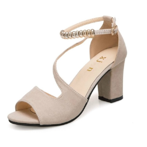 

Sexy Fish Mouth Hollow Roman Women Sandals, Size:42(Beige)