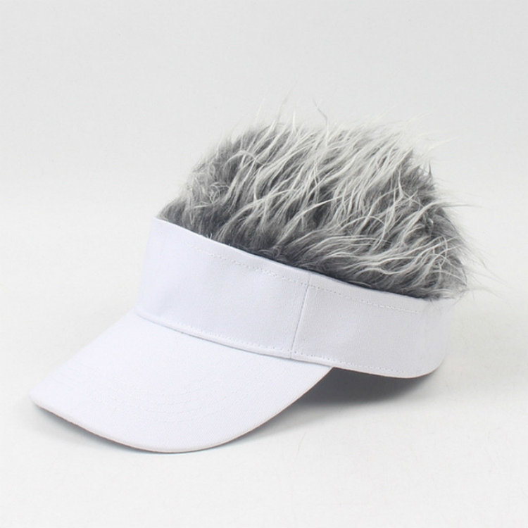 

Unisex Fashion Outdoor Sunshade Baseball Cap with Wig, Size: One Size(Children's white silver wig)
