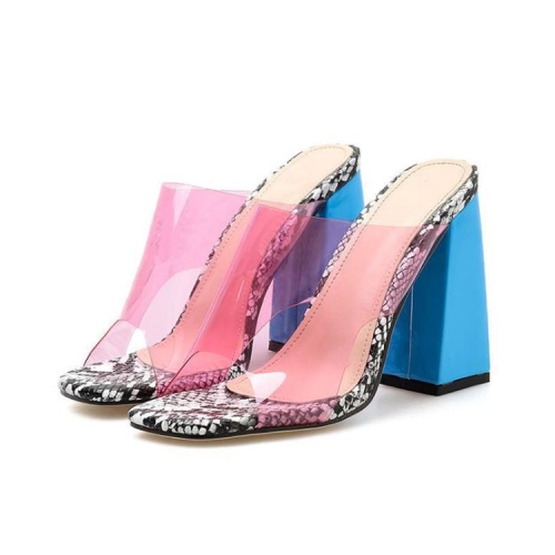 

PVC Jelly Transparent Ladies Slippers Heels Sandals, Shoe Size:36(Pink)