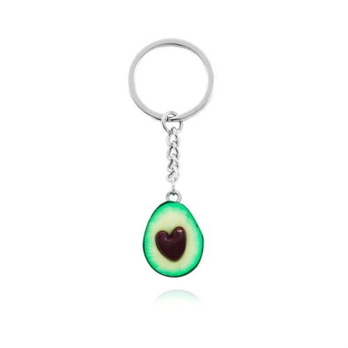 

2 PCS Cute Fruit Jewelry Avocado Heart-shaped Handmade Shree-dimensional Soft Ceramic Keychain(A)