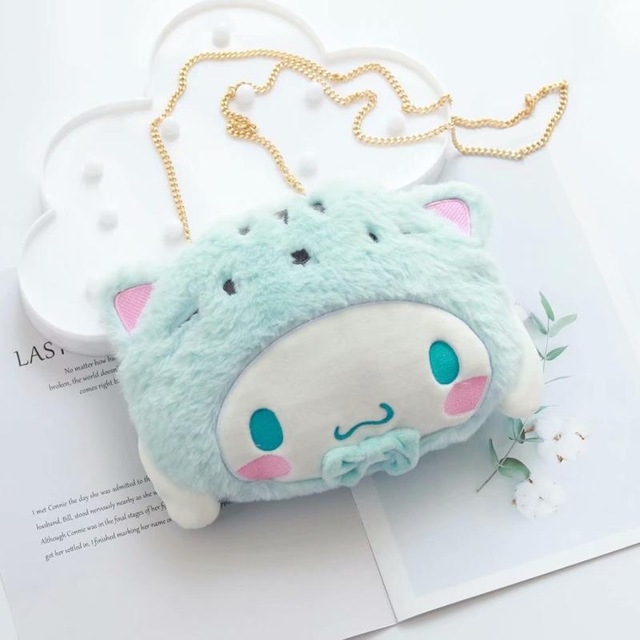 

Cute Cartoon Pattern Chain Plush Small Backpack Shoulder Messenger Bag(Lake Blue)