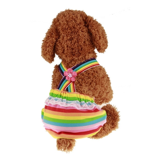 

Pet Straps Striped Physiological Pants Dog Pants, Size:L(Orange Yellow Green)