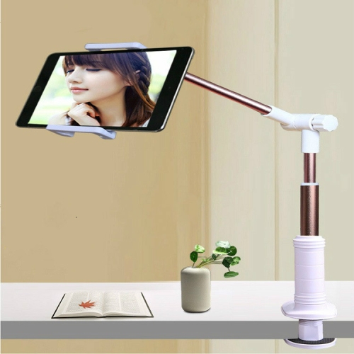 

360 Degree Rotation Lazy Mount Folding Long Arm Phone Stand Holder for 4-14 Inch Tablet & Phone(Rose Gold)