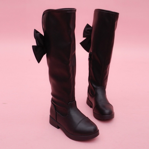 

Girl Black Over-The-Knee High Boots With Bow, Size:30, Color:Black Without Cotton