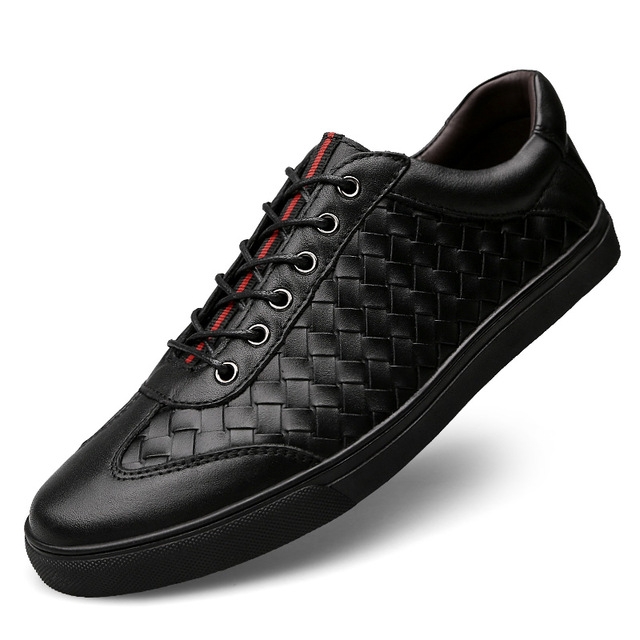 

Business Leather Woven Casual Men Shoes, Shoe Size:40(Black)