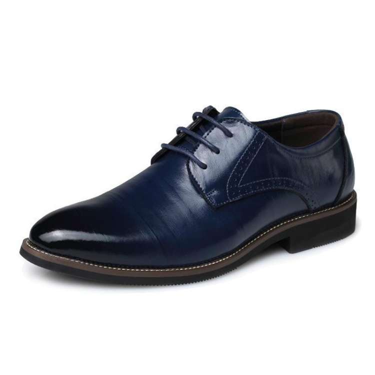 

Autumn Men Casual Shoes Breathable Leather Business Casual Shoes, Size:43(Blue)
