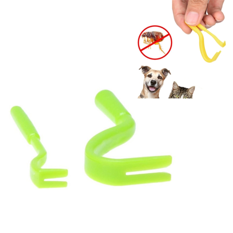 

2 PCS Pet Catcher Flea Clipper Animal Deworming Pull Hard Tick Extractor Cats and Dogs Lice Scavenging Flea Hook(Green)