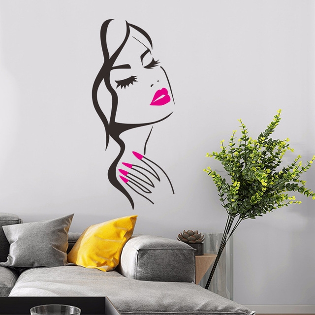 

Beauty Studio Personality Creative Beauty Portrait Carved Wall Stickers(Plum)