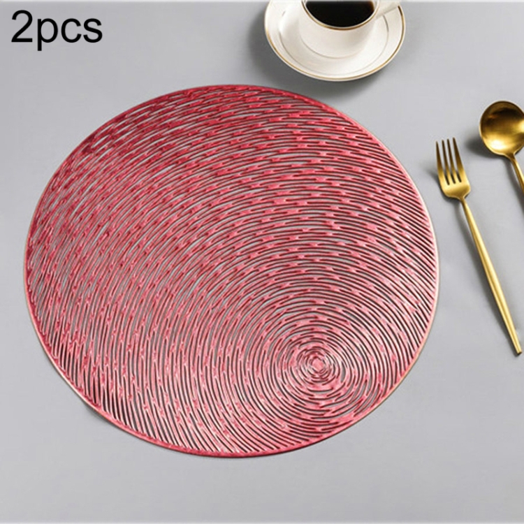 

2 PCS Fashion Round Hollow Placemats PVC Table Mats Coffee Cup Pad(Red)