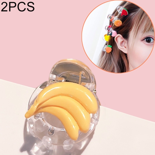 

2 PCS Cute Vegetable and Fruit Acrylic Hair Clips(Banana)