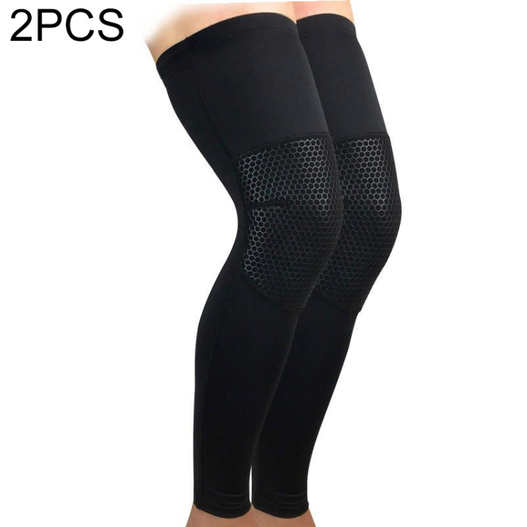 

2 PCS Full Length Breathable Sports Knee Pads Sports Protective Gear, Size:M(Black)