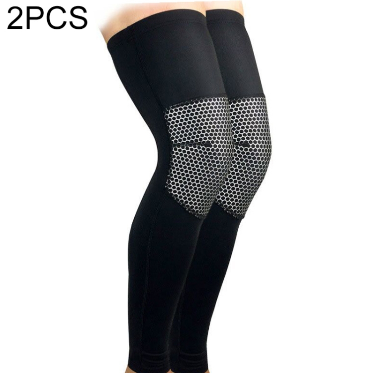 

2 PCS Full Length Breathable Sports Knee Pads Sports Protective Gear, Size:L(Silver)