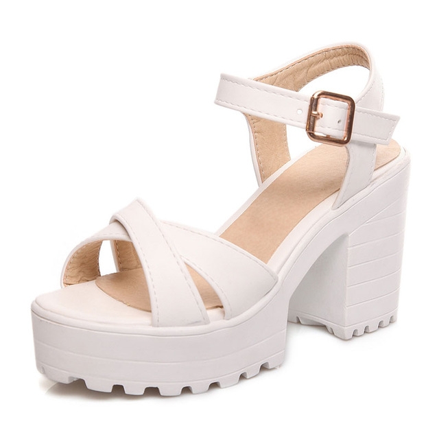 

Platform Sandals High Heels Casual Shoes, Shoes Size:34(White)