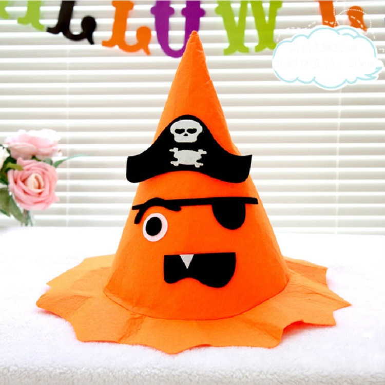 

Halloween Decorative Cap Cartoon Hat Jewelry Makeup Costume Props(Orange Pirate)