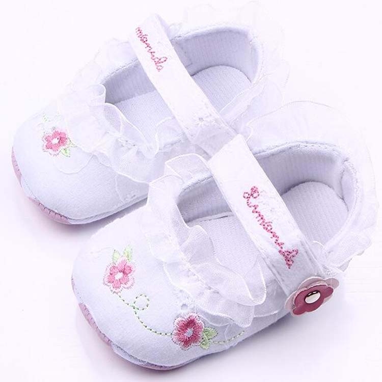 

Newborn Baby Girl Shoes Lovely Sweet Floral Print Sneaker Anti-slip Comfortable Soft Sole Shoes, Size:10.5cm(White)