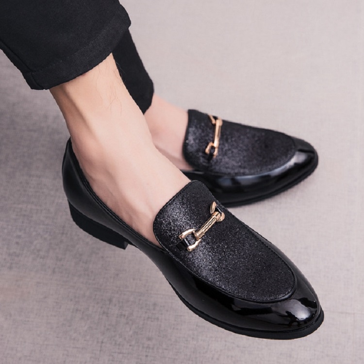 

British Style Pointed Shoes Versatile Casual Shoes Slip-on Men Shoes, Size:39(Black)