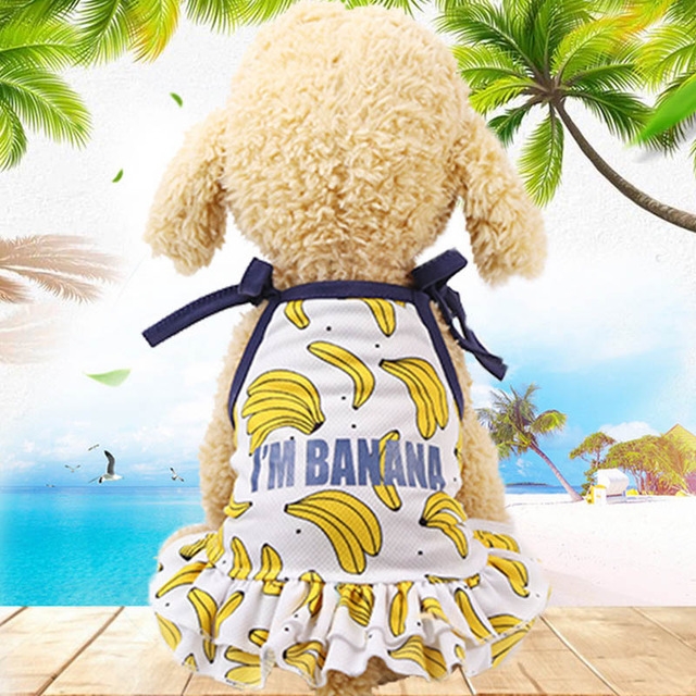 

Pet Fruit Print T-Shirt Puppy Dog Cat Cute Fruit Skirt, Size:S(Skirt-Banana)