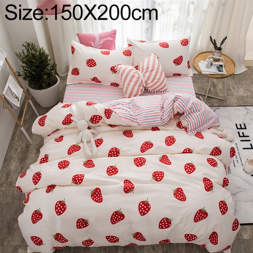 

Printing Textile Bedding Set Include Cover + Sheets + Pillowcases Cover, Size:For 1.0m bed (3 PCS)150x200CM(Strawberry Heart)