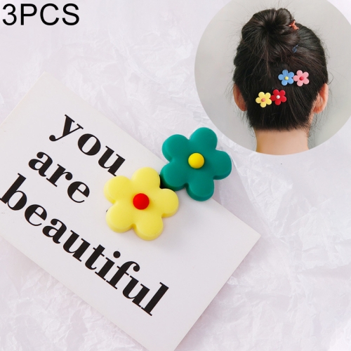 

3 PCS Fashion Flower Hair Clips Girls Sweet Headwear(Yellow Green)