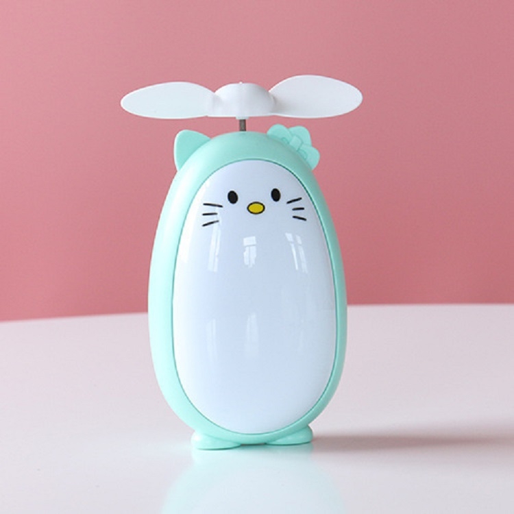 

Office Learning Desktop Stereo Mini Cartoon USB Charging Portable Fan, Style:Cat(Blue)