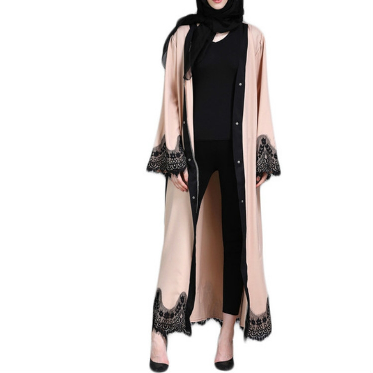 

Lace Splicing Long Coat Long Robe Summer, Size:M(Beige)