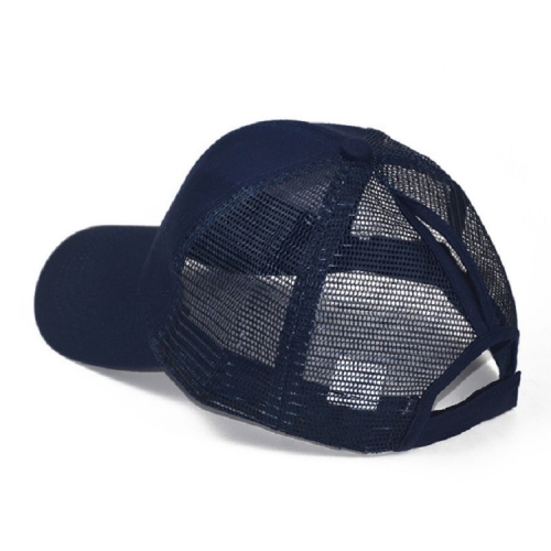 

Summer Cotton Mesh Opening Ponytail Hat Sunscreen Baseball Cap, Specification:无标(Navy)